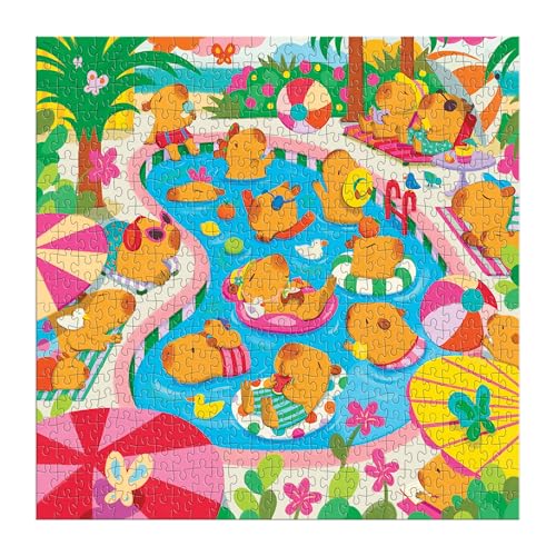 Mudpuppy - Rompecabezas Capybara Pool Day 500 piezas ilustrado por Valerie Nelson, Verano, Mascota, para adultos, familia y niños, papel reciclado, tamaño terminado 20" x 20" miniatura 2