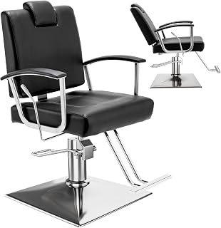 Apllamo Barber Reclining Chair with Headrest - Heavy Duty Hydraulic Pump Height Adjustable,360°Swivel,Max Load Weight 440 Lbs,Salon Spa,Barbershop,Hairdresser,Styling Stylist (Black)