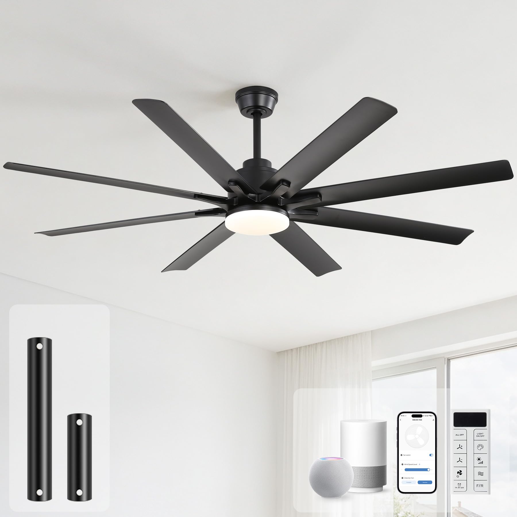 Sofucor 52 Inch Smart Ceiling Fan with Lights
