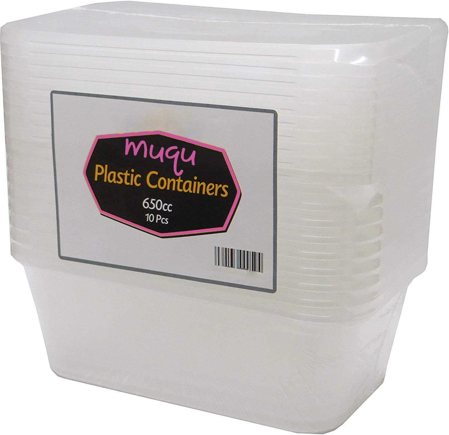 MUQU® 10Pack 650ml Food Containers Rectangle Plastic Tubs with Leak