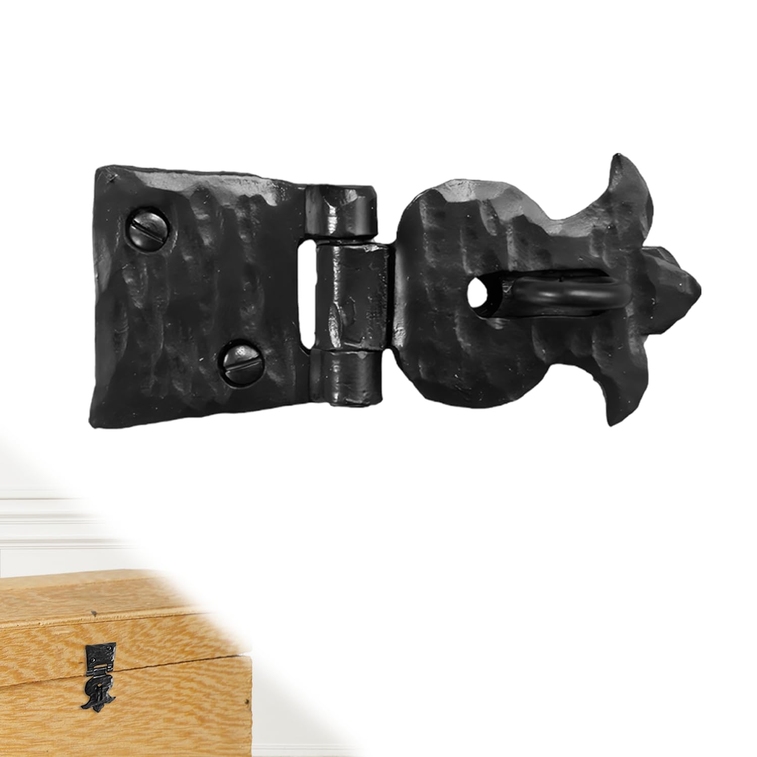 1 Pack 2.75 Inch Furniture Hasp for Gates - Black - Heavy Duty Decorative Metal Hasps - Handmade Rustic Iron Furniture Hasps for Door, Drawer, Chests, Cupboard and Trunks - The Sonora Series