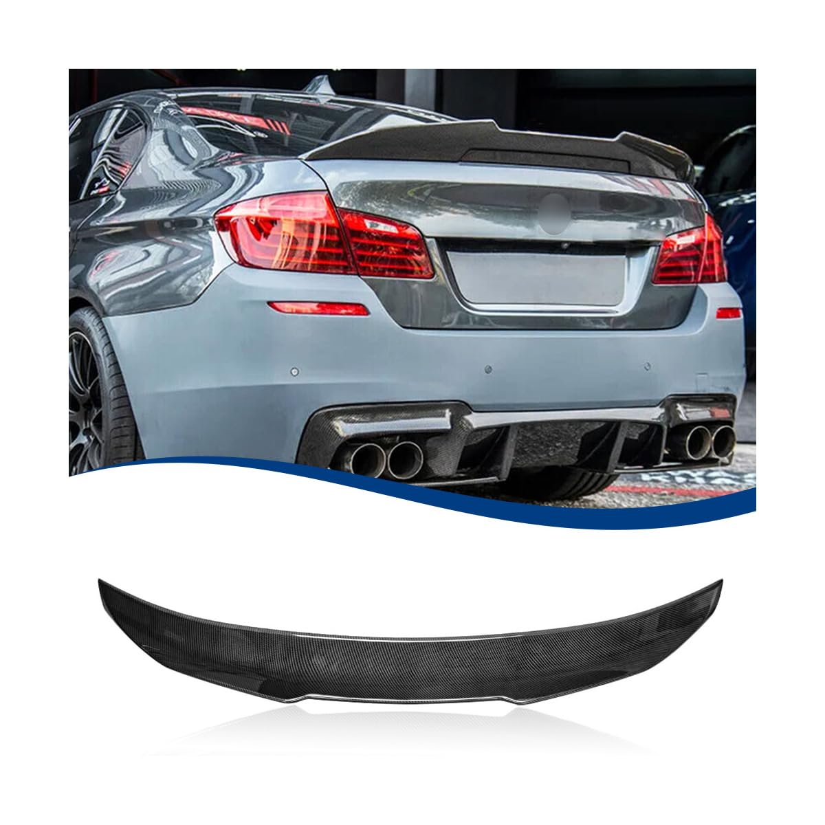 Rear Trunk Spoiler PSM-Style Compatible with 5 Series and M5 Sedan (F10 & F10 M5 10-16, Carbon Fiber Look)