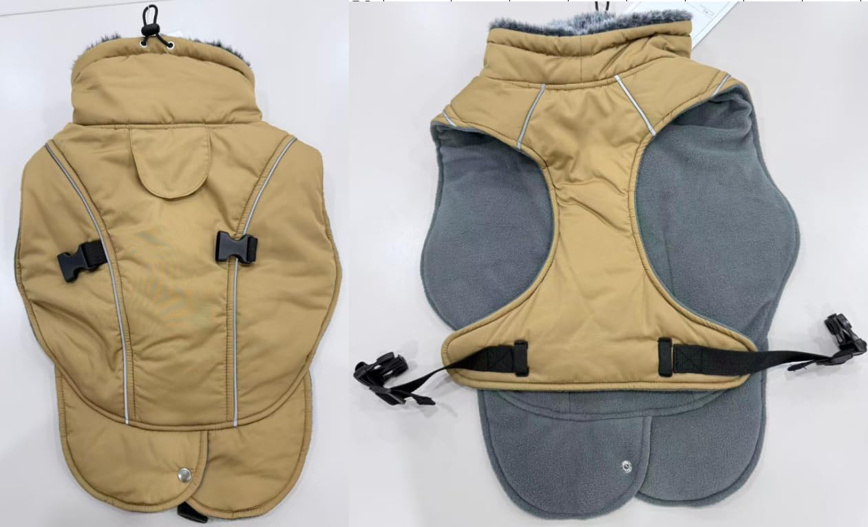 Jacket for Medium Dogs, Windproof Coat Cosy Cotton Padded Cold WeatherJacket Fleece Lined Comfortable Winter Outfit for Medium Dogs(Coffee, M)