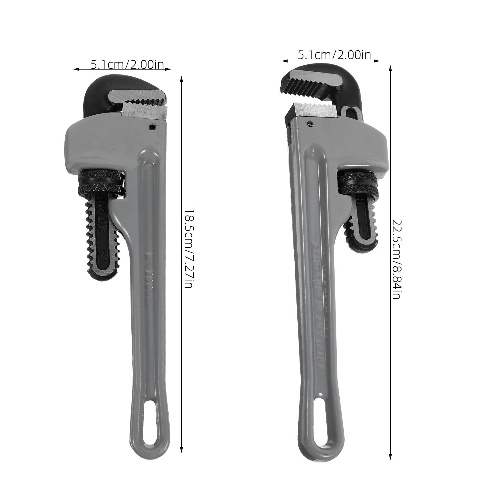 Llave de Fontanero Ajustable de 8 Pulgadas Llave Inglesa Pesada de Aleación de Aluminio y Acero Cromo-Vanadio Herramienta para Tuberías Resistente y Versátil para Fontanería