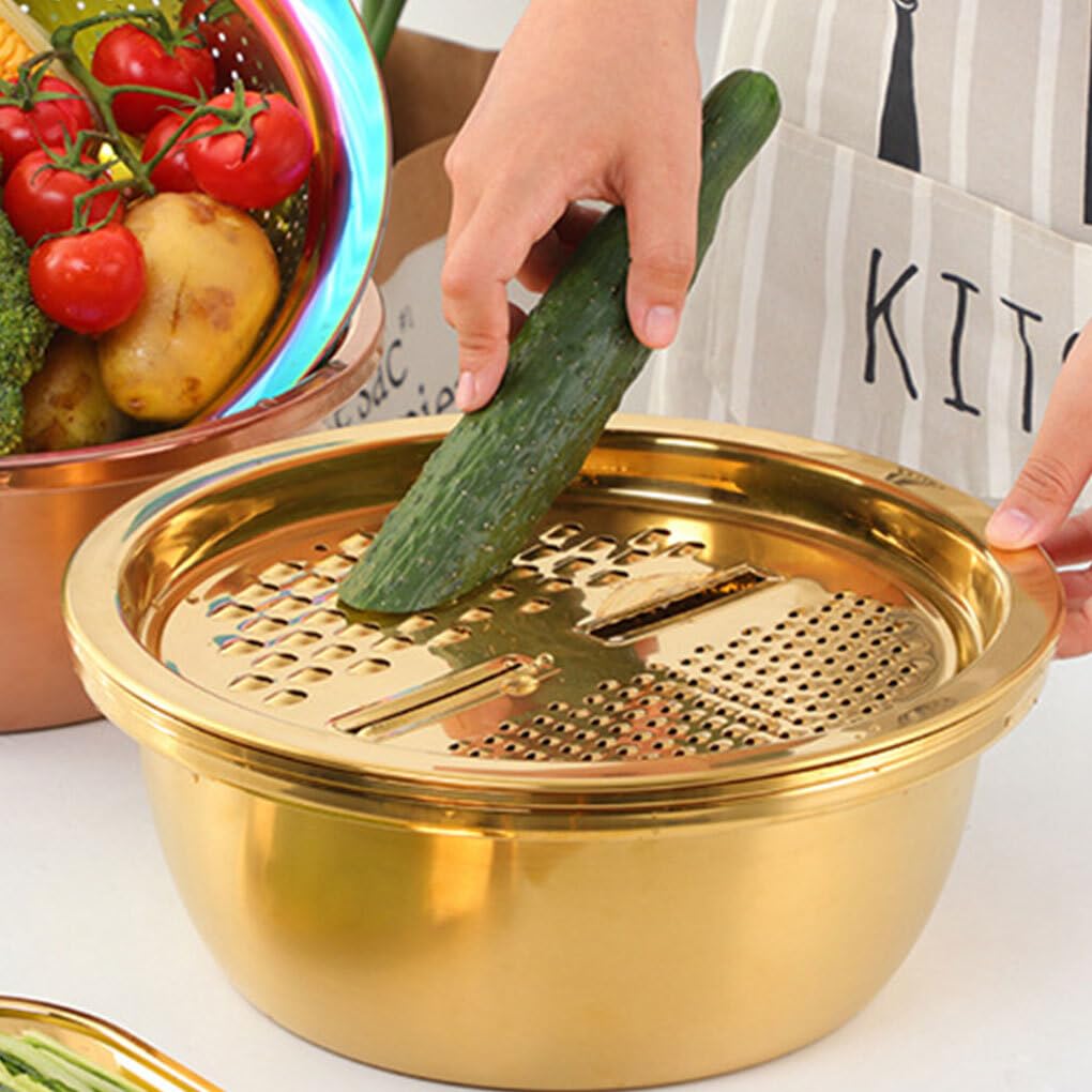 Colino con Ciotola Ampia Applicazione per Vari scopi in Cucina Acciaio Inossidabile Resistente e alla Moda Facile da Usare, Fantasia Rossa