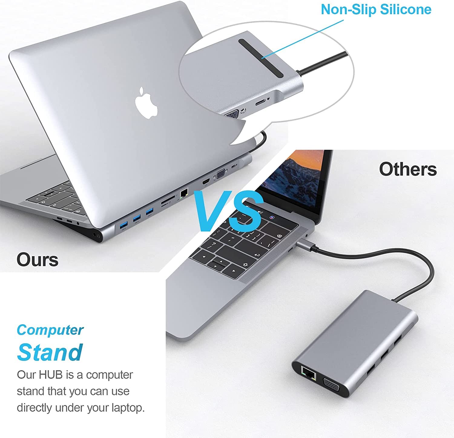 10 Puertos USB C Dock, USB C Multiport Hub Triple Display Laptop Hub Stand, Adaptador USB C para MacBook y Windows (4K HDMI, VGA, PD 100W, Ethernet, Ranura para Tarjeta SD/TF, Audio de 3,5 mm, 3