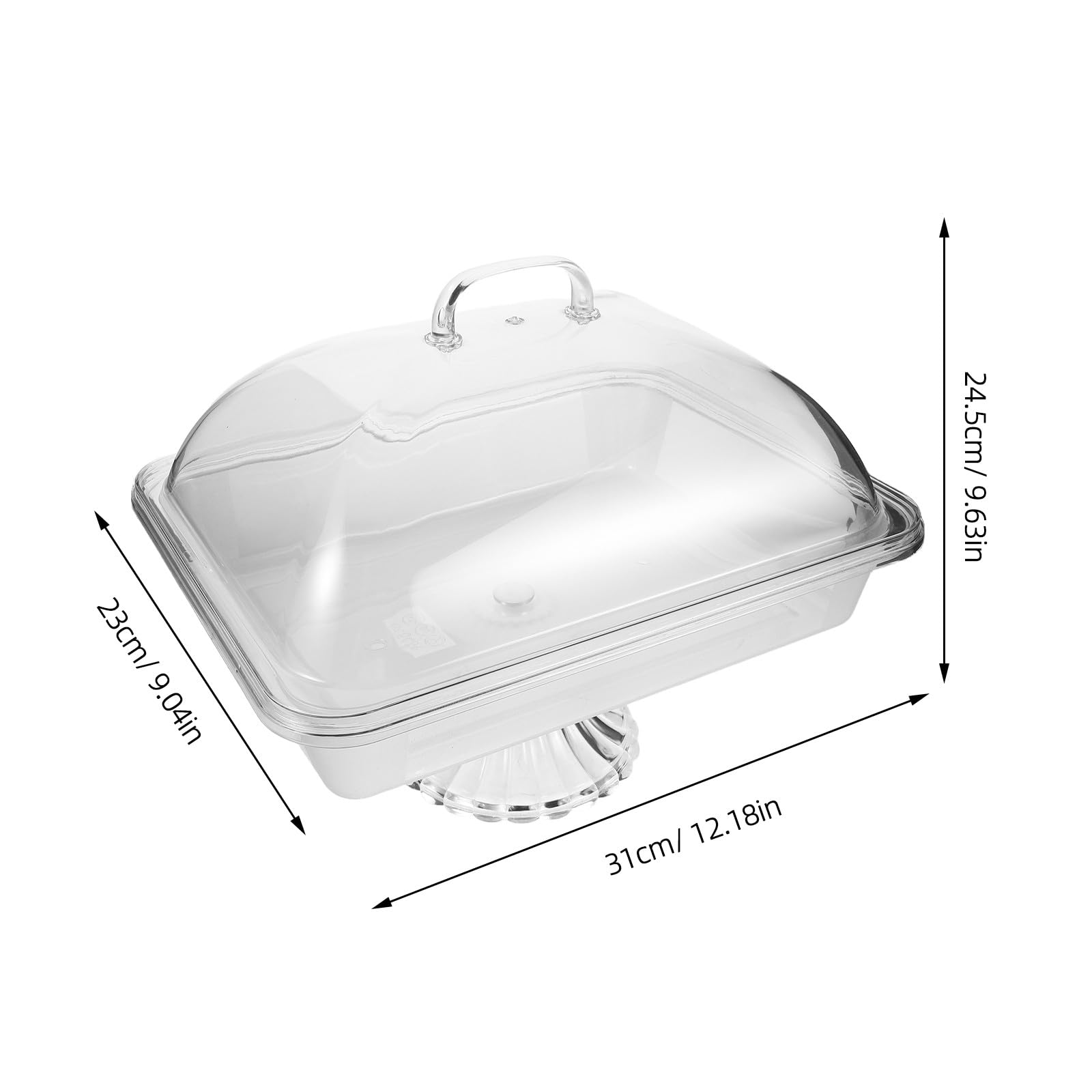 Veemoon Vassoio per servire Cibo: Piatto per servire Cibo Freddo - Alzata per Torte con Coperchio - Piatto da Buffet refrigerato - da Dessert Rettangolare con Base