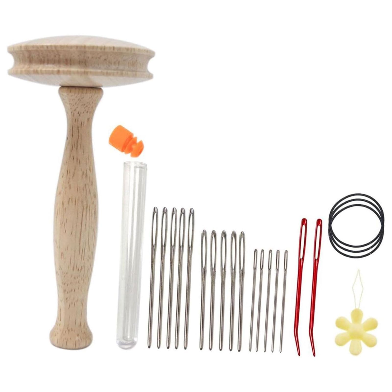Wood Darning Mushroom Mending Mushroom with 17 Sewing Needle Darner for Hand Sewing Socks Clothes Repair Quilting Repair