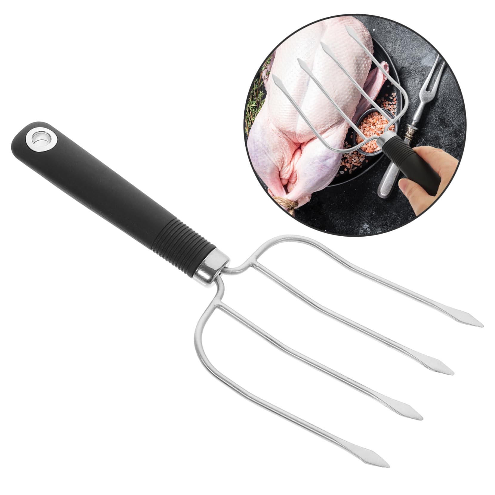 MAGICLULU Set Di 2 Forchette Da Barbecue in Acciaio Inossidabile Forchette Per Tacchino Per Arrosto Meccanismo Di Bloccaggio Per Intaglio