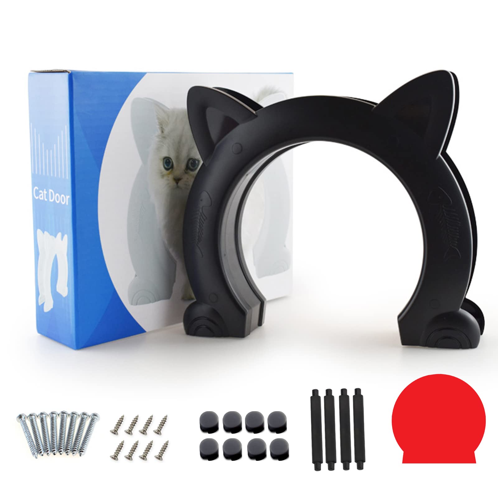 Wordcam Puerta Interior Grande XL para Gatos, Gatitos y Perros Pequeños (Negro)