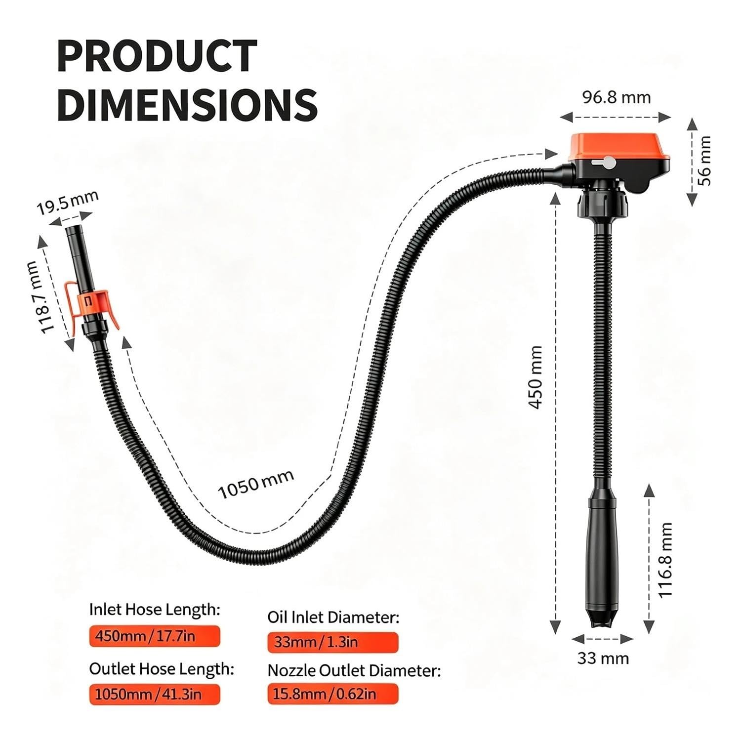 Bomba de Transferencia de Combustible con batería de 3,2 GPM con Apagado automático, Bomba de Aceite portátil for Gas diésel (no Incluye Tambor de Aceite)
