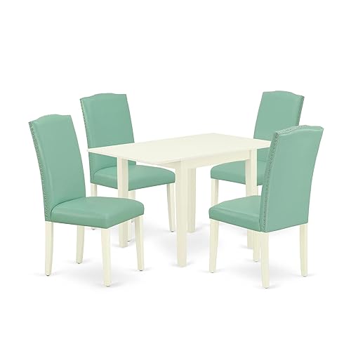 East West Furniture NDEN5-LWH-57 5 Piece Dinette Set for 4