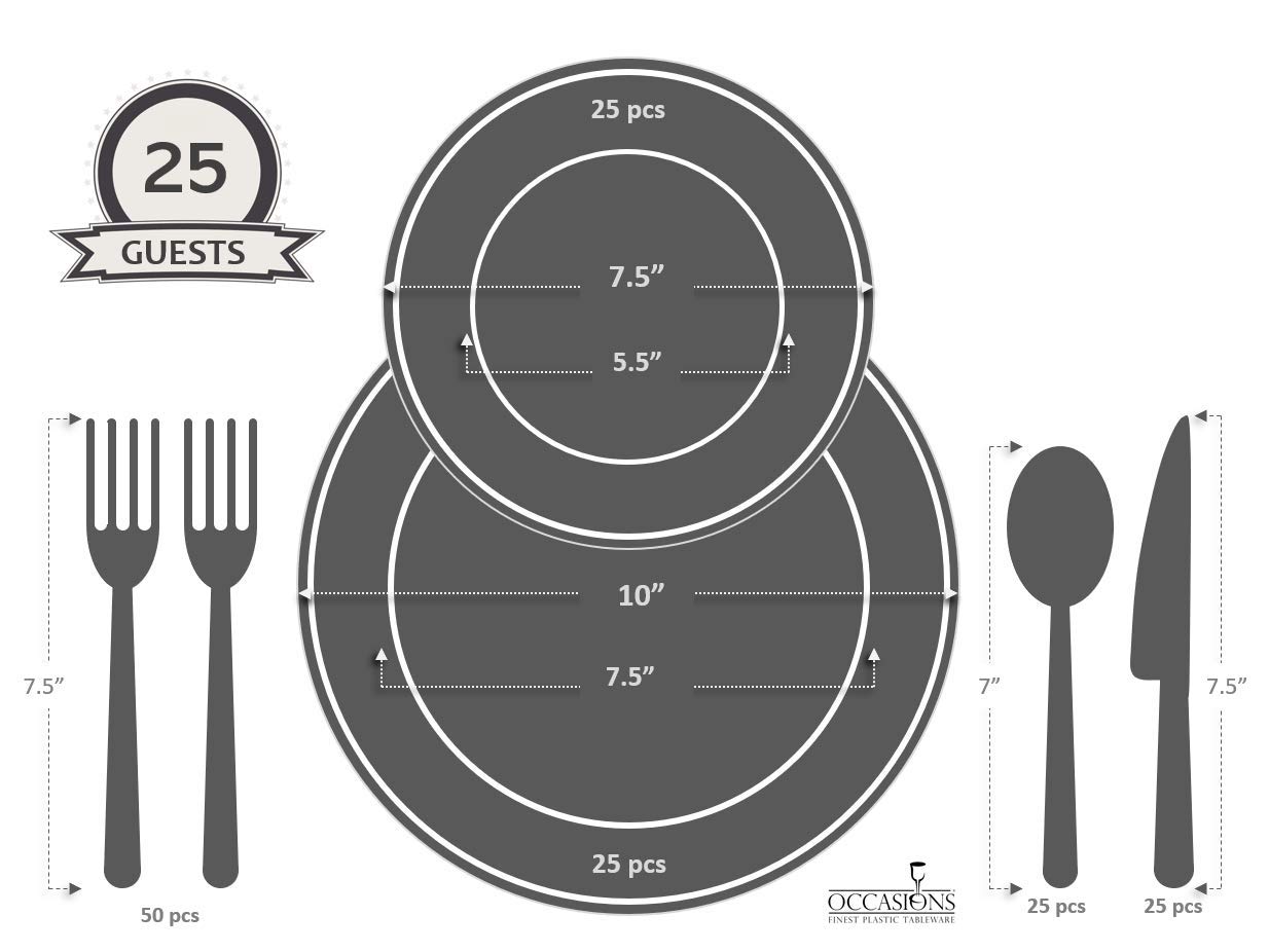 Ivory Disposable Plates Set - 150 Piece -6