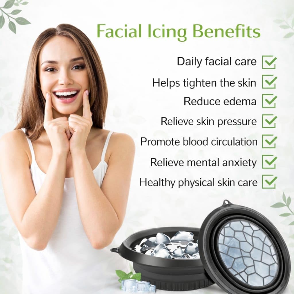 BLUE CRANE Ice Face Bowl Facial Icing Set with Ice Roller, Jade Roller & Gua Sha Tool – Silicone Ice Face Bath Bowl for Skin Tightening, Puffiness Relief, Pore Minimizing & Glowing Skin 4