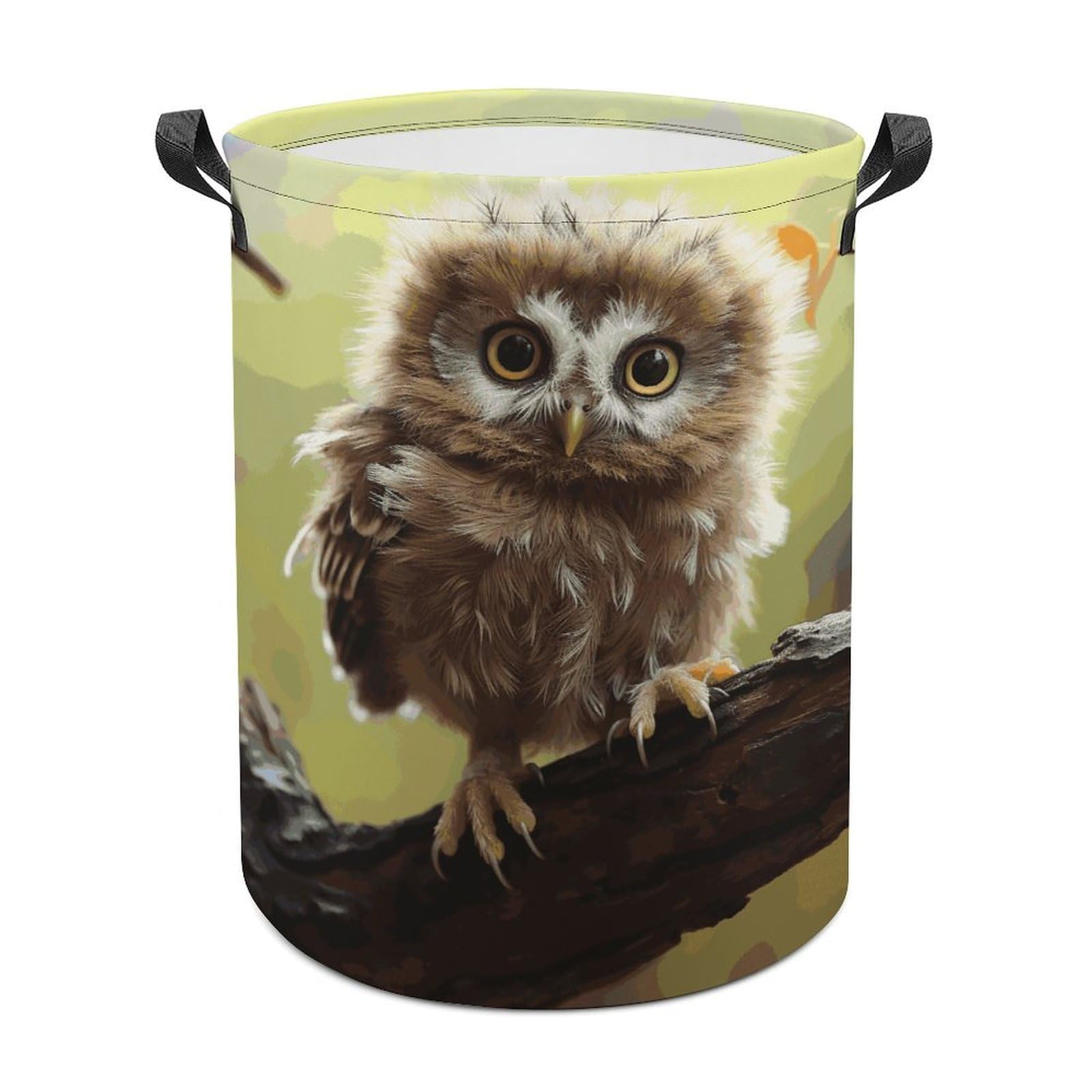 Real Cute Baby Owls Laundry Basket Freestanding Waterproof Laundry Hamper Collapsible Tall Clothes Hamper with Reinforced Handles Waterproof Laundry Bag for Dorm Bathroom Home 44x35cm