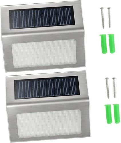 Uonlytech 4pcs 3 Solar Lights for Outside Solar Street Lamp Solar Lights Outdoor Sensor Light Silver Wall Lamp LED Solar Eave Light