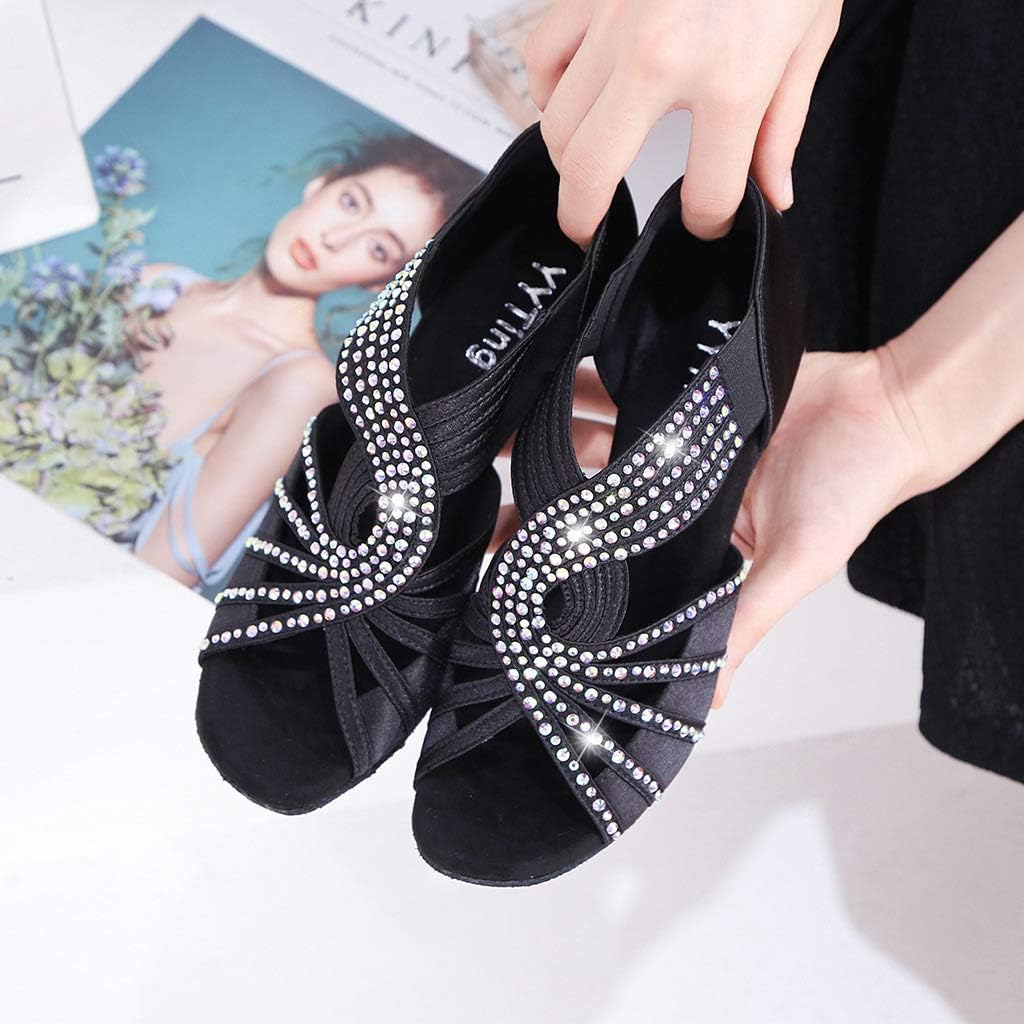 Rhinestones Ballroom Dance Shoes Women Latin Salsa Practice Wedding Indoor Crystal Shoes 2.5in Heels YT05 - Image 3