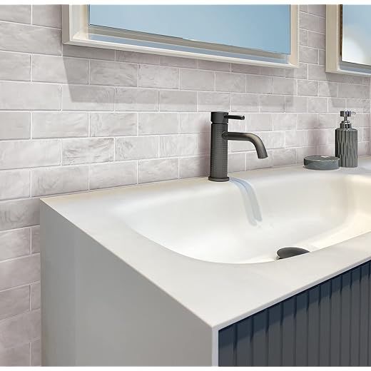 2.5" x 8" White Ceramic Tile for Kitchen, Bathroom or Wall Panel (5.32 Sq ft- Box of 38 Tiles)