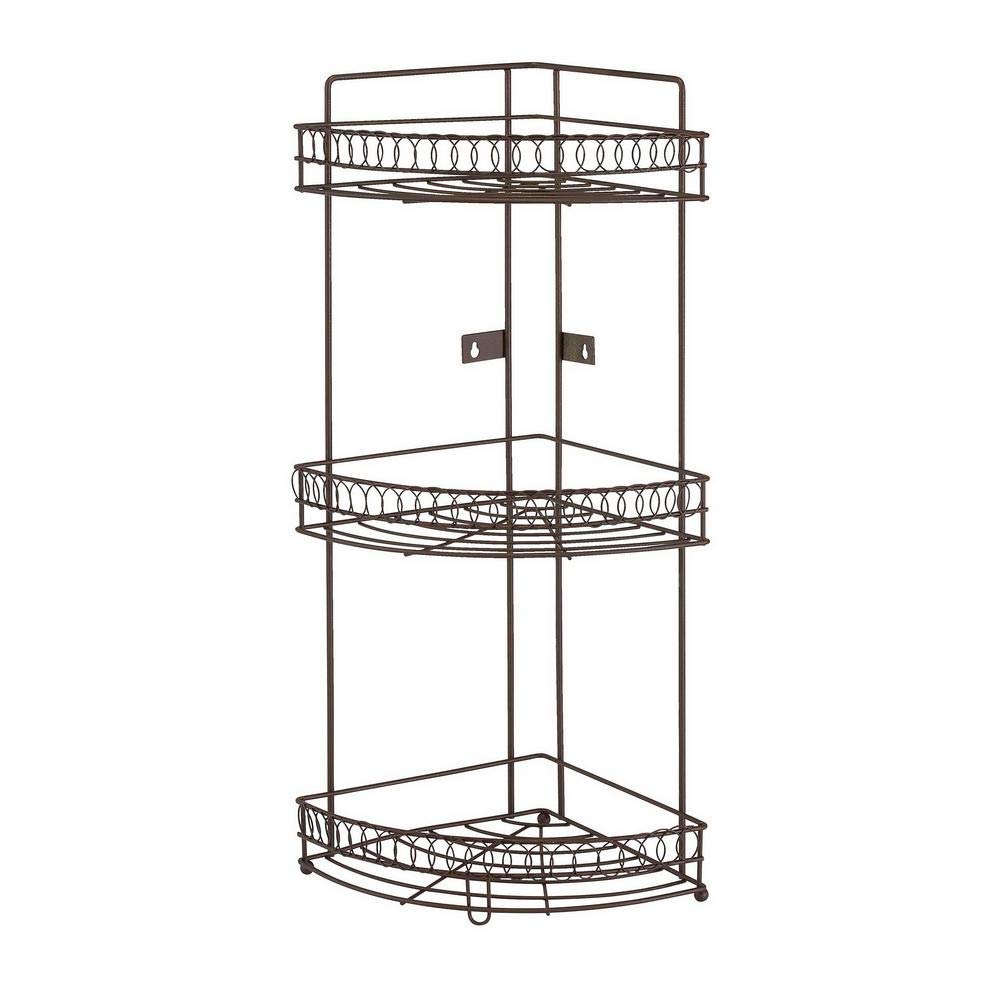 Bath Bliss 3 Tier Spa Tower, Bathroom Storage and Organization, Bronze Towel Stand (Model: 24202-RUST)