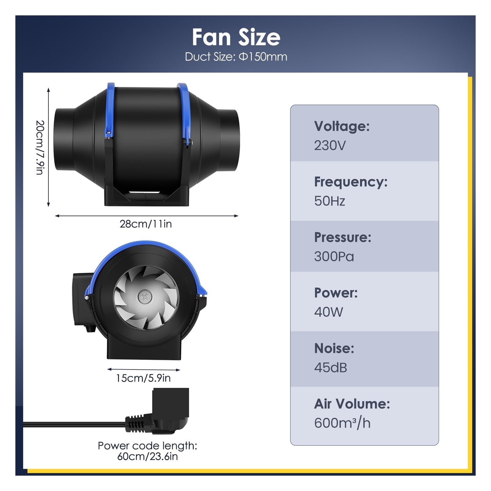 Abluftventilator, Rohrabluftventilator Mit 4 Geschwindigkeiten, 100 Mm, 150, Inline-Kanalventilator, Abluftventilator, Geräuscharmer Luftventilator, Badezimmer-WC-Wandventilator, Kanalventilator