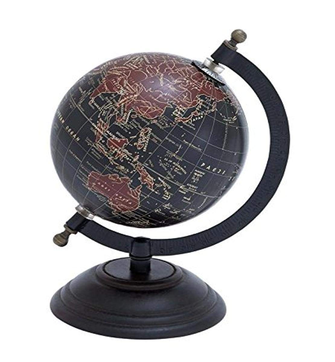 Deco 79Mango Wood Globe, 6" x 5" x 9", Black