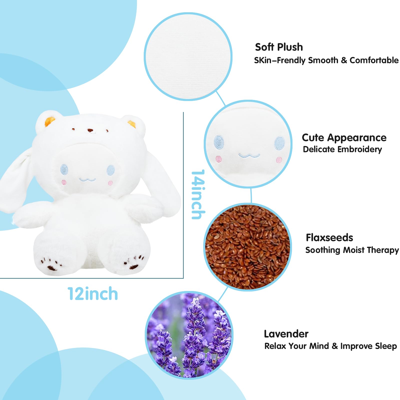 Almohadilla térmica para microondas, animales de peluche calentables para período, alivio del dolor de calambres, bonita almohada suave y acogedora, animales de peluche calentables, regalos para