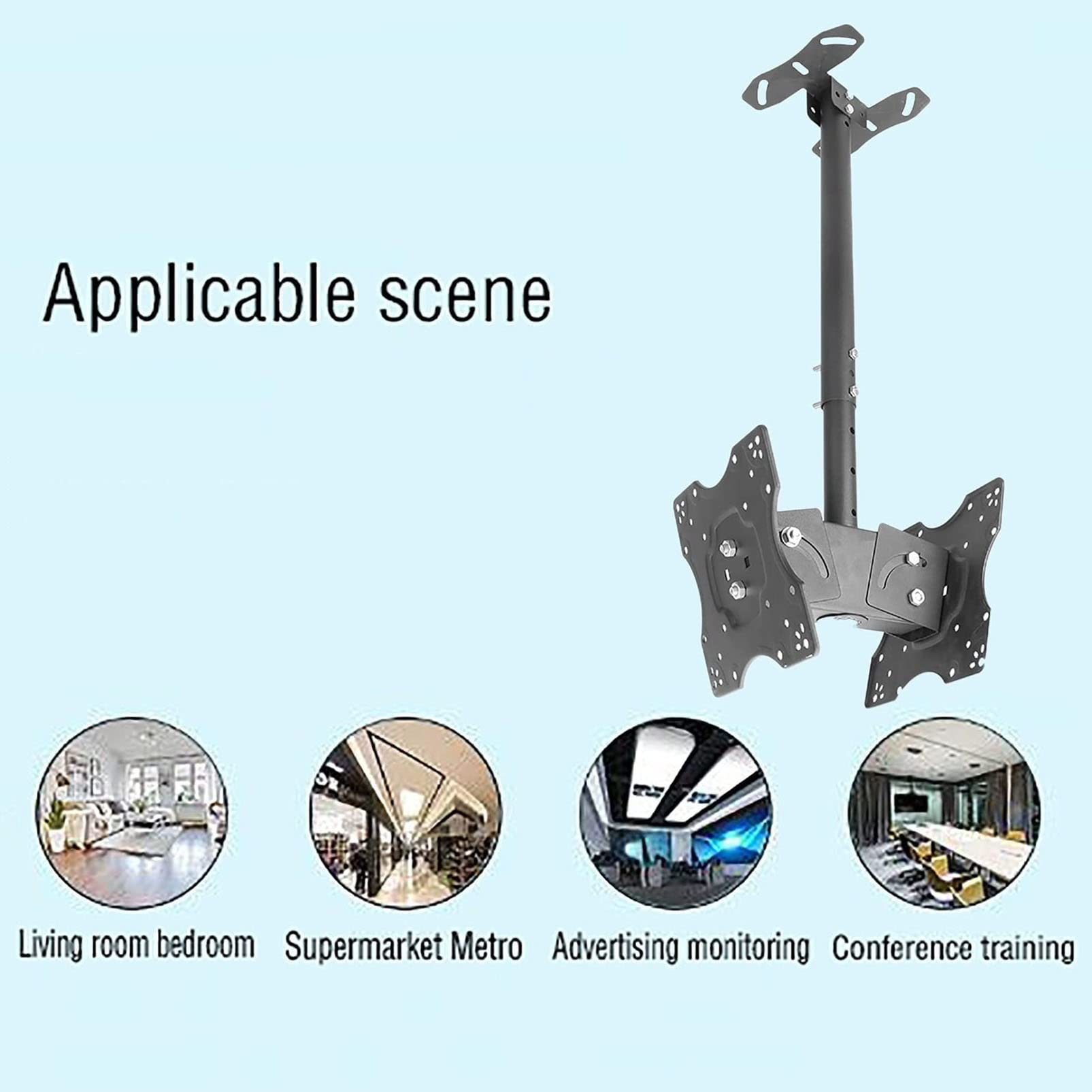 Supporto TV da soffitto, inclinabile e girevole, telescopico per TV da 20 a 32 pollici, supporta fino a 27,2 kg