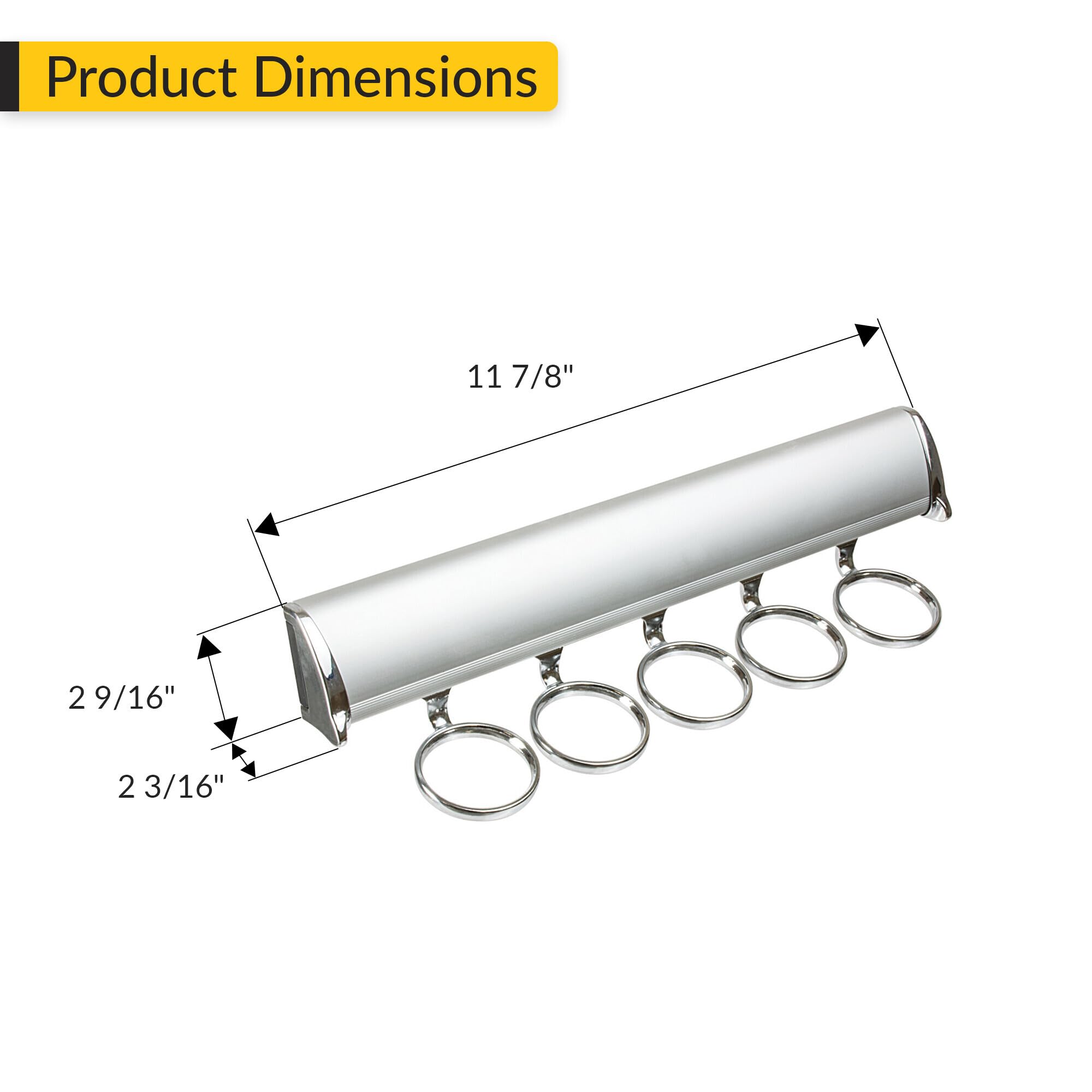 Brixwell QIMS-001 Scarf Rack, 5 Hook with Full Extension Slide Matt Aluminum Finish