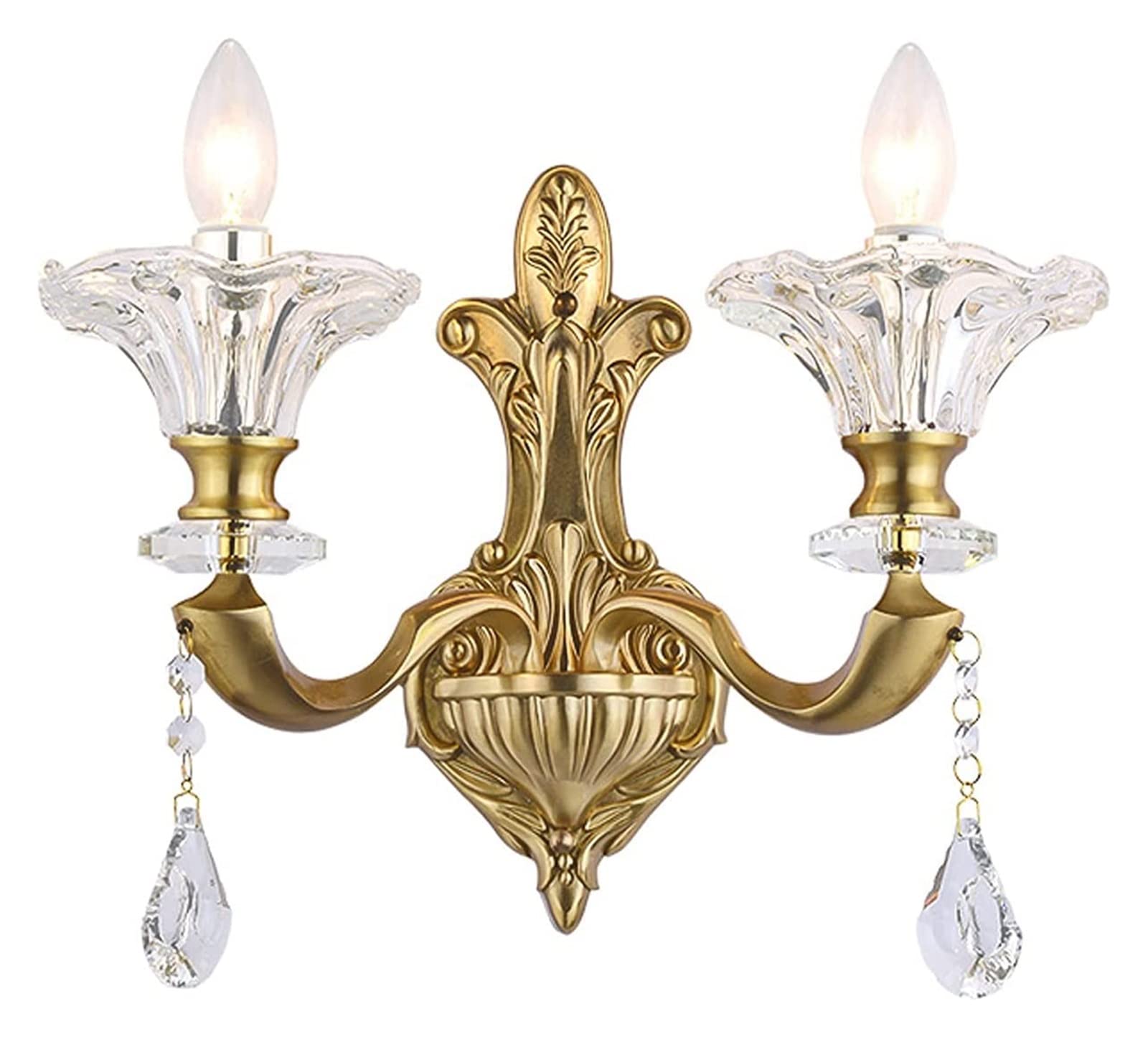 ZTCHSENZT Wall Lamp Light Style Candle Crystal Copper Living Room TV Background Wall Decoration Lamp Light Luxury Bedroom Bedside Lamp Wall Light,Gold