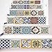 Vintage Tile Stickers Tile Decals for Kitchen Walls Peel and Stick Bathroom Tile Stickers Decals Decorative Stair Riser Decals Vinyl Stair Decals Stair Stickers Removable 7''x 39''x6PCS
