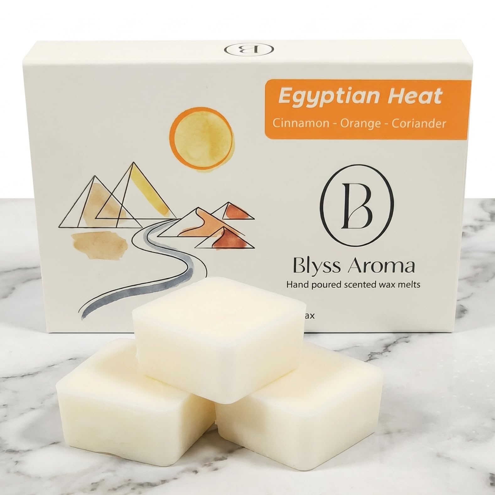 Blyss Aroma Luxury Wax Melts | Egyptian Heat (Cinnamon, Orange and Coriander) | Premium Coconut & Rapeseed Wax Blend | 120g Total (Over 100hrs Burn Time) | Highly Scented | Vegan & Eco-Friendly