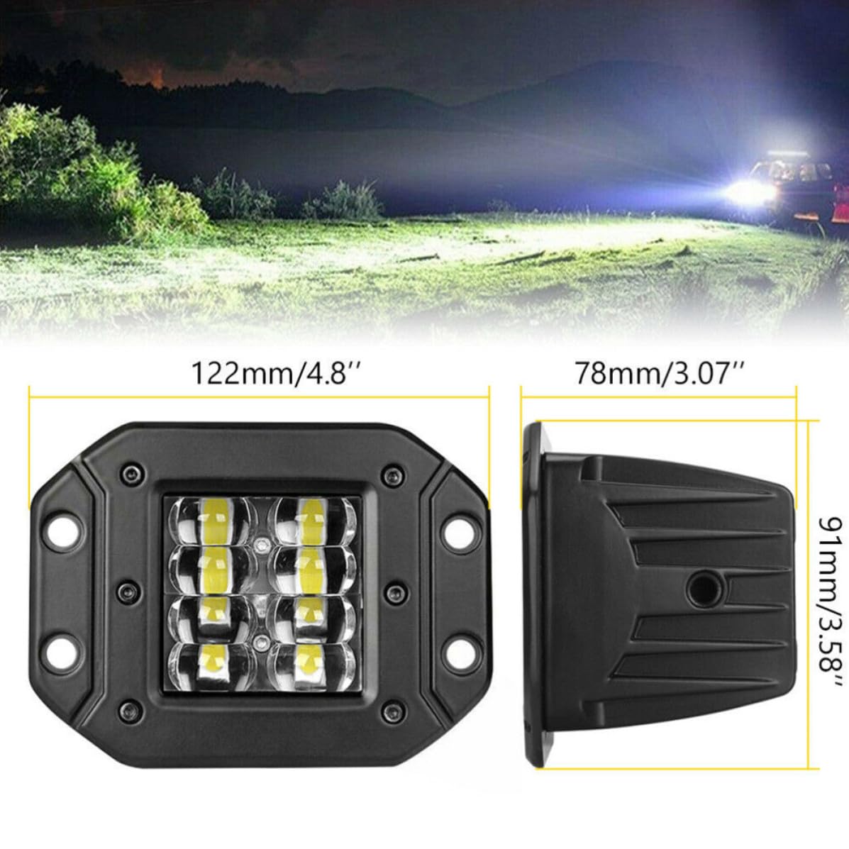 SHINEOFI Feux de Route LED 160w 5 Pouces 4 Rangées, 2pcs, Étanches Ip68, en Alliage D'aluminium, pour Conduite Rapide et Longue Distance sur Camions et Bateaux