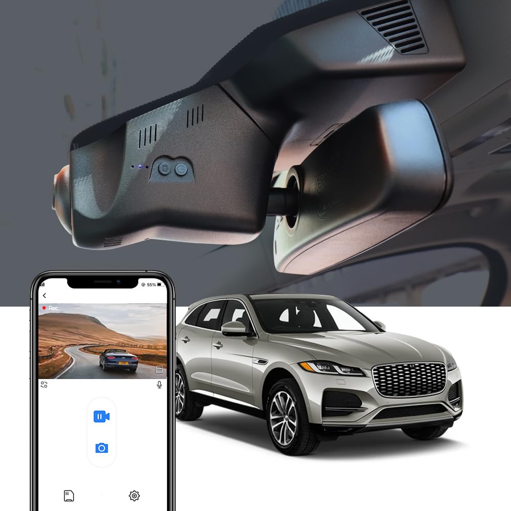 Fitcamx 4K Dash Cam for 2017-2021 Jaguar F-Pace 20d 25t 35t P250 P340 P400 Preimum R-Sport Prestige X761 (Model 6053), OEM Look, UHD 2160P Video, WiFi