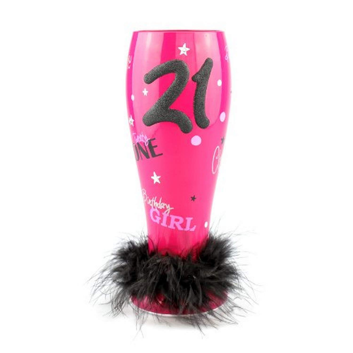 Top Shelf Pink Decorative Hand Painted 21st Birthday Pilsner, Unique Beer Gl, Novelty Gift Idea for Friends and Family, 24oz, Multicolored