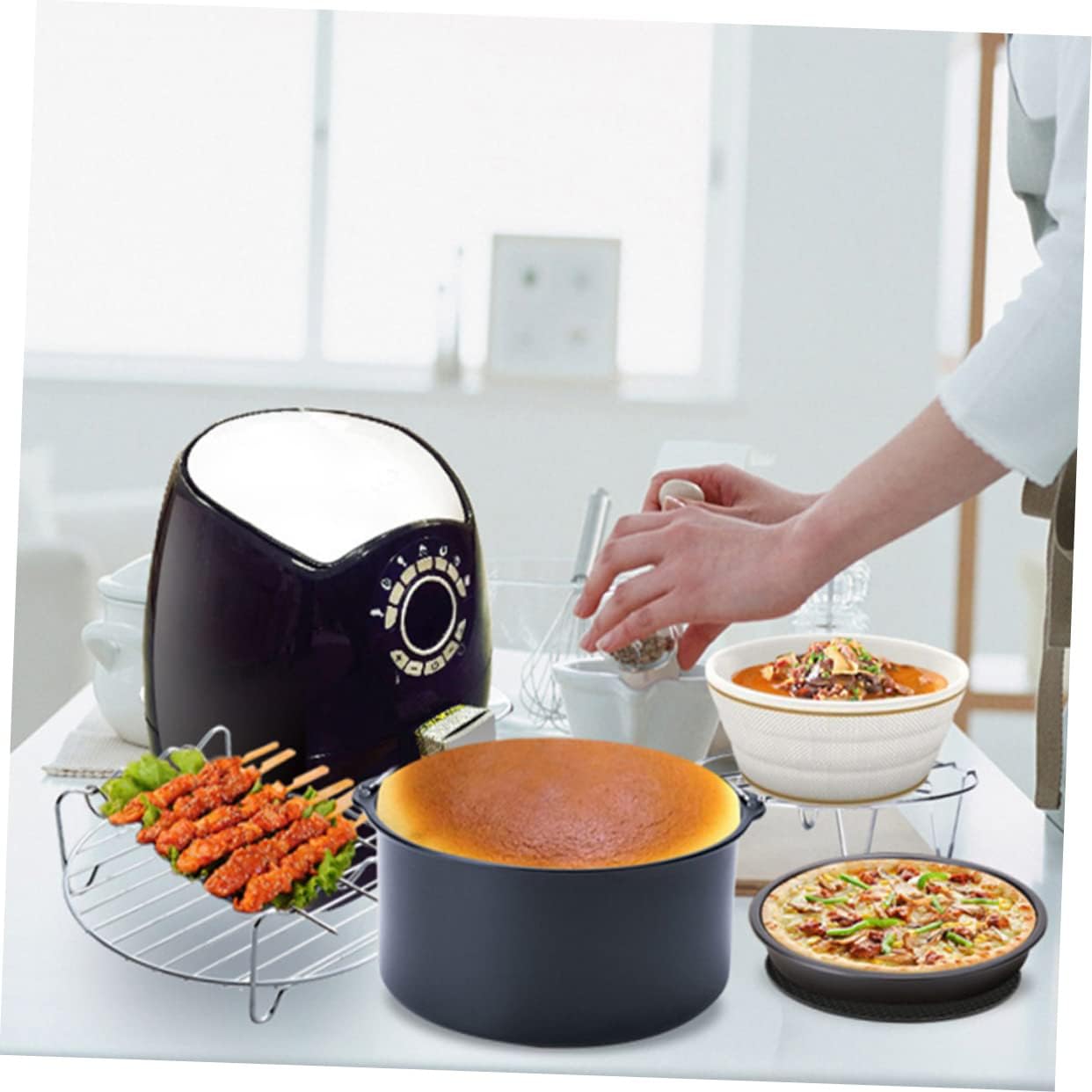 Cabilock 6pcs Air Fryer Accessories Set Baking and Pizza Tools Food-grade for Cakes Pies and More Dishwasher Safe for Kitchen Use