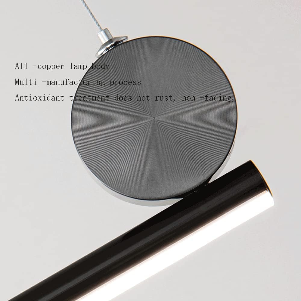 Luksusowy całkowicie miedziany liniowy żyrandol minimalistyczna lampa stołowa LED ściemniana taśma wisząca lampa bar licznik studio dekoracja wisząca oprawa oświetleniowa, czarna 80 cm