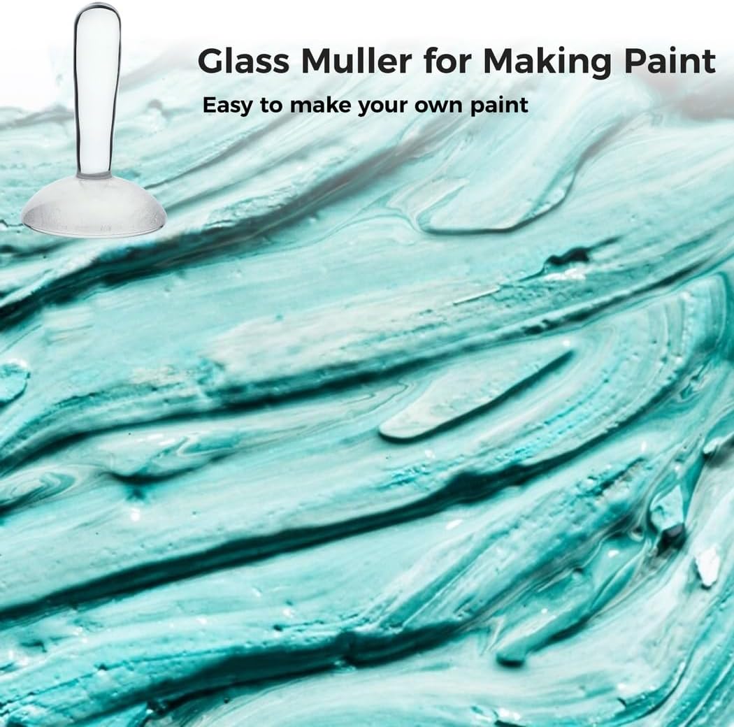 BOSREROY Glass Muller for Making Paint Paint Muller for Watercolor Oil Painting Tempera Artists DIY Paint Mixing