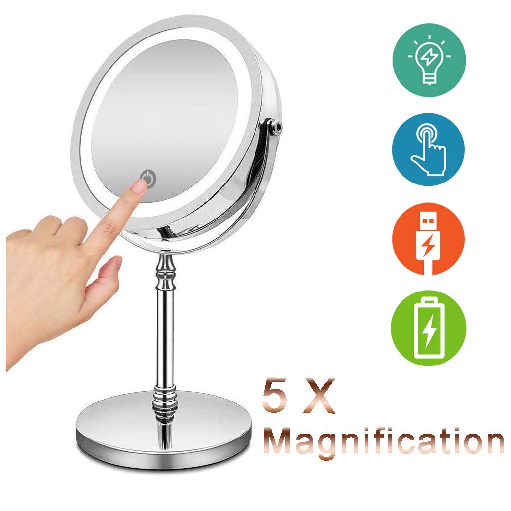 Buy NaDrn LED Lighted Makeup Mirror,7 Inch 1x/5x Magnifying Mirror