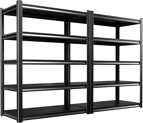 Miniatura 44 de Estantería de garaje de 71 pulgadas de alto, estantes de almacenamiento de 5 niveles, metal resistente, estante ajustable de acero para almacén,