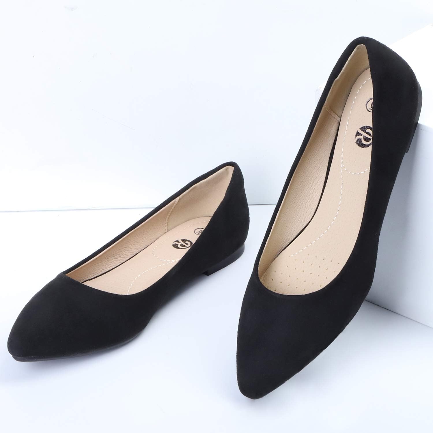 Black pointed toe flats comfortable Clearance