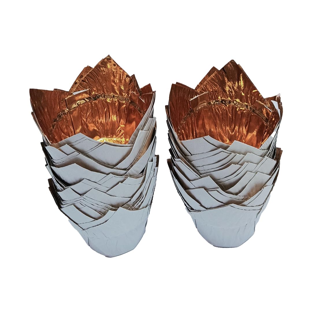 Firmer Fancy Color Muffin Cup Mould|Disposable Paper Liner | Cupcake Case | Baking Cups | Cake Decorating Tools |White Gold|Pack of 50