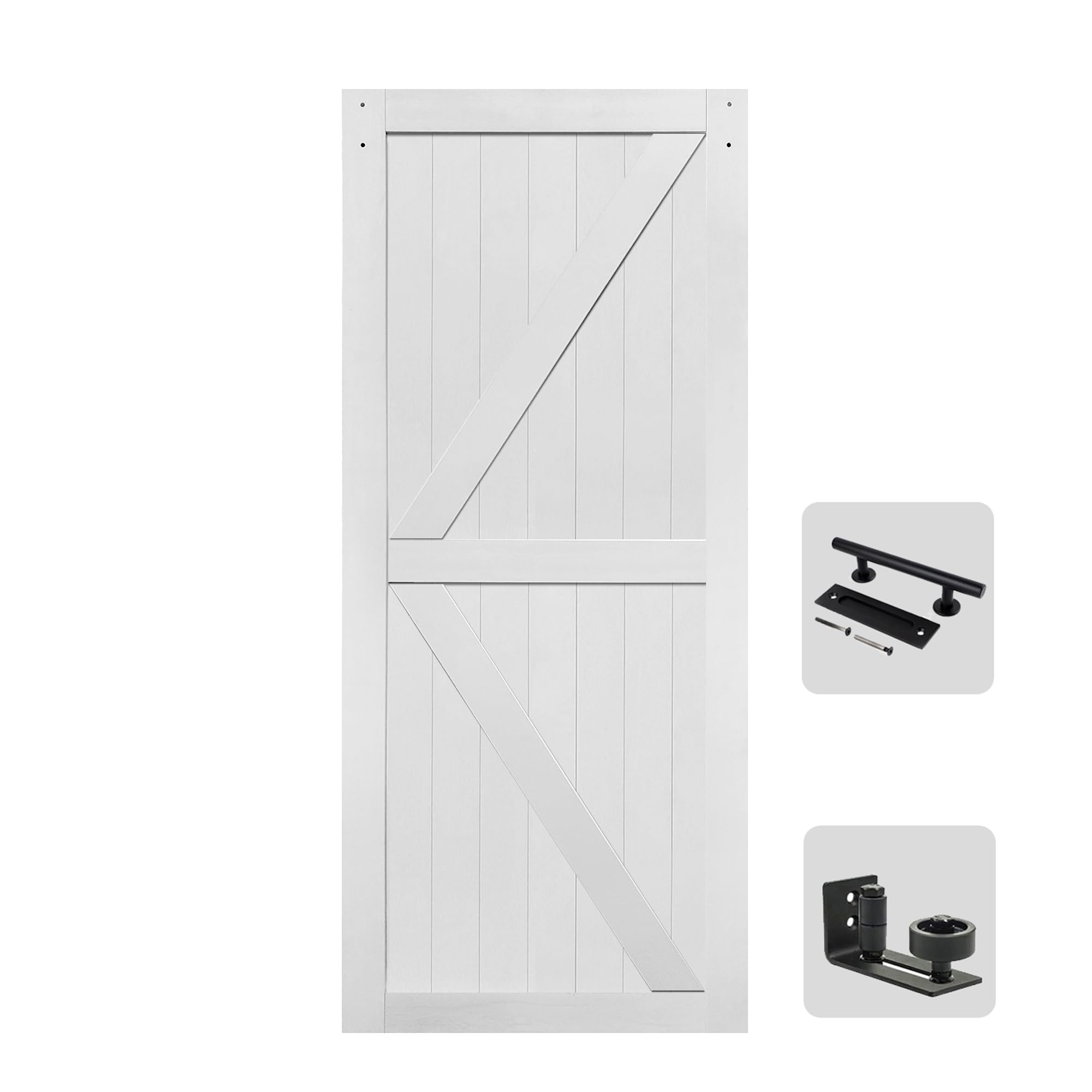 S&Z TOPHAND® 34in x 80in MDF White Barn Door, 21-60in Solid Barn Door Slab Covered with Water-Proof PVC Surface, Simple Assembly is Required