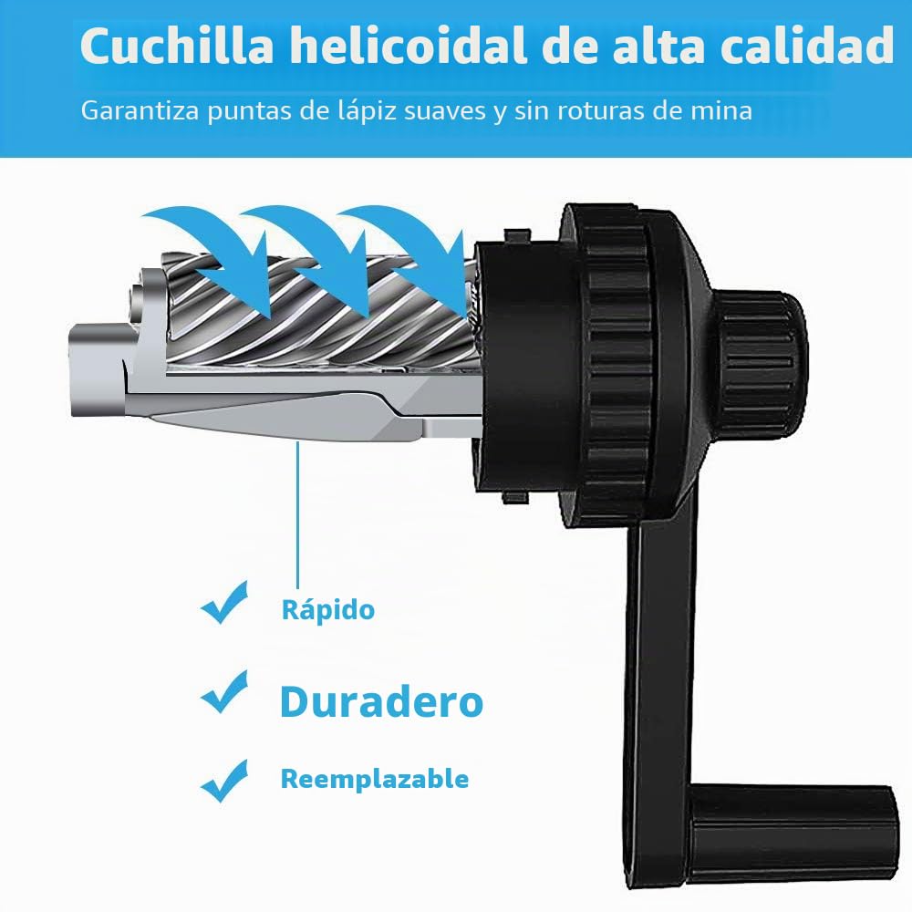 AFMAT, Sacapuntas de punta larga, puntas largas 8-20 mm, afilado ajustable y autorroscante, sacapuntas para artistas, manual, para carbón, arte, dibujo, bocetos, lápices de colores