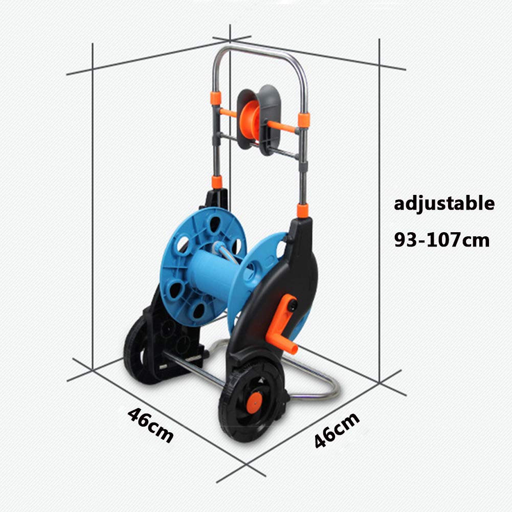 Carrello avvolgitubo da giardino con ruote, carrello portagomma con maniglia pieghevole, dispositivo antigoccia, carrello avvolgitore per tubo dell'acqua a 2 ruote per piante acquatiche da giardino,