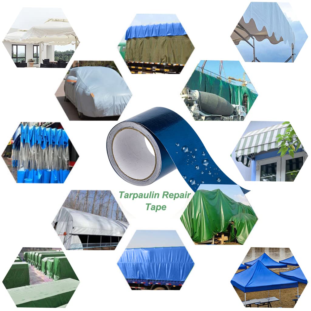 Ruban Adhésif Etanche de Réparation 15cm x 10m pour Bâche Camion Serre Tente