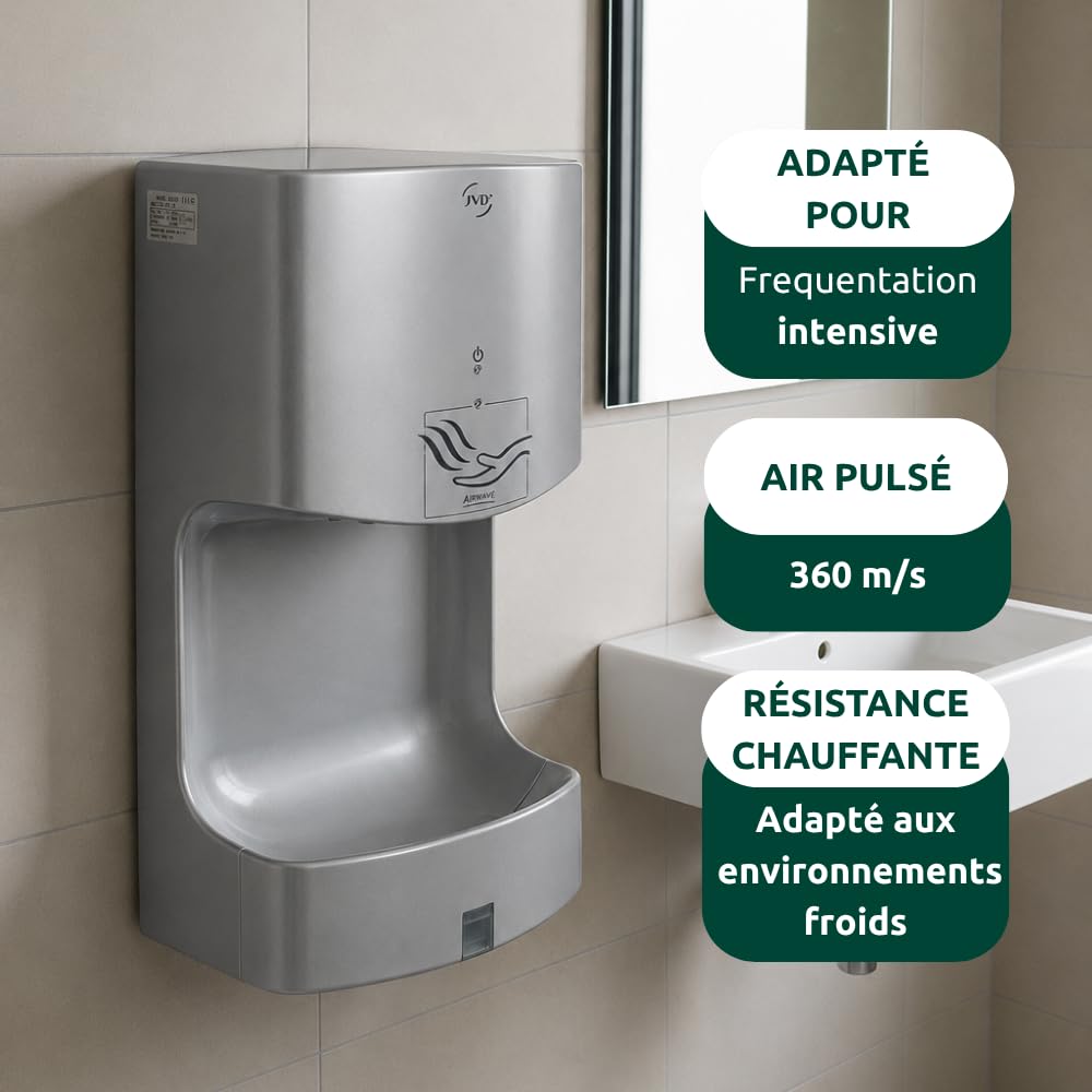 JVD - Sèche-Mains Airwave Gris métallisé - Matériel Professionnel