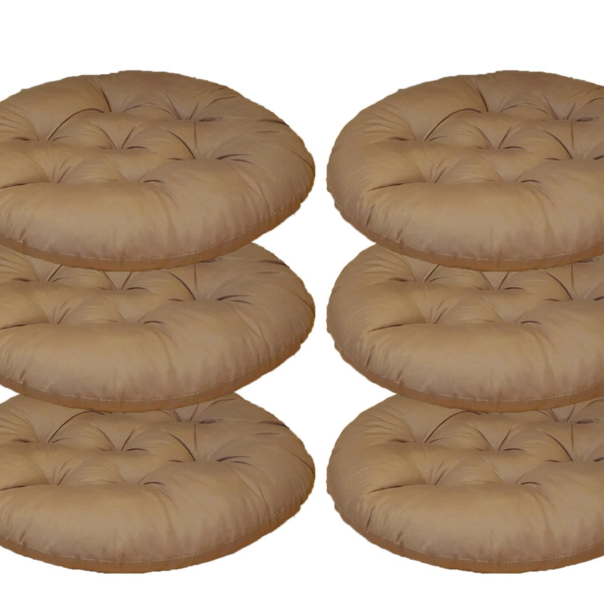 Mozzeilee Round Chair Seat Pad, 40x40cm Dining Chair Cushion Set of 2/4/6/8, Outdoor Rattan Furniture Seat Mat for Living Room Office Garden Patio (Coffee,6 pcs)