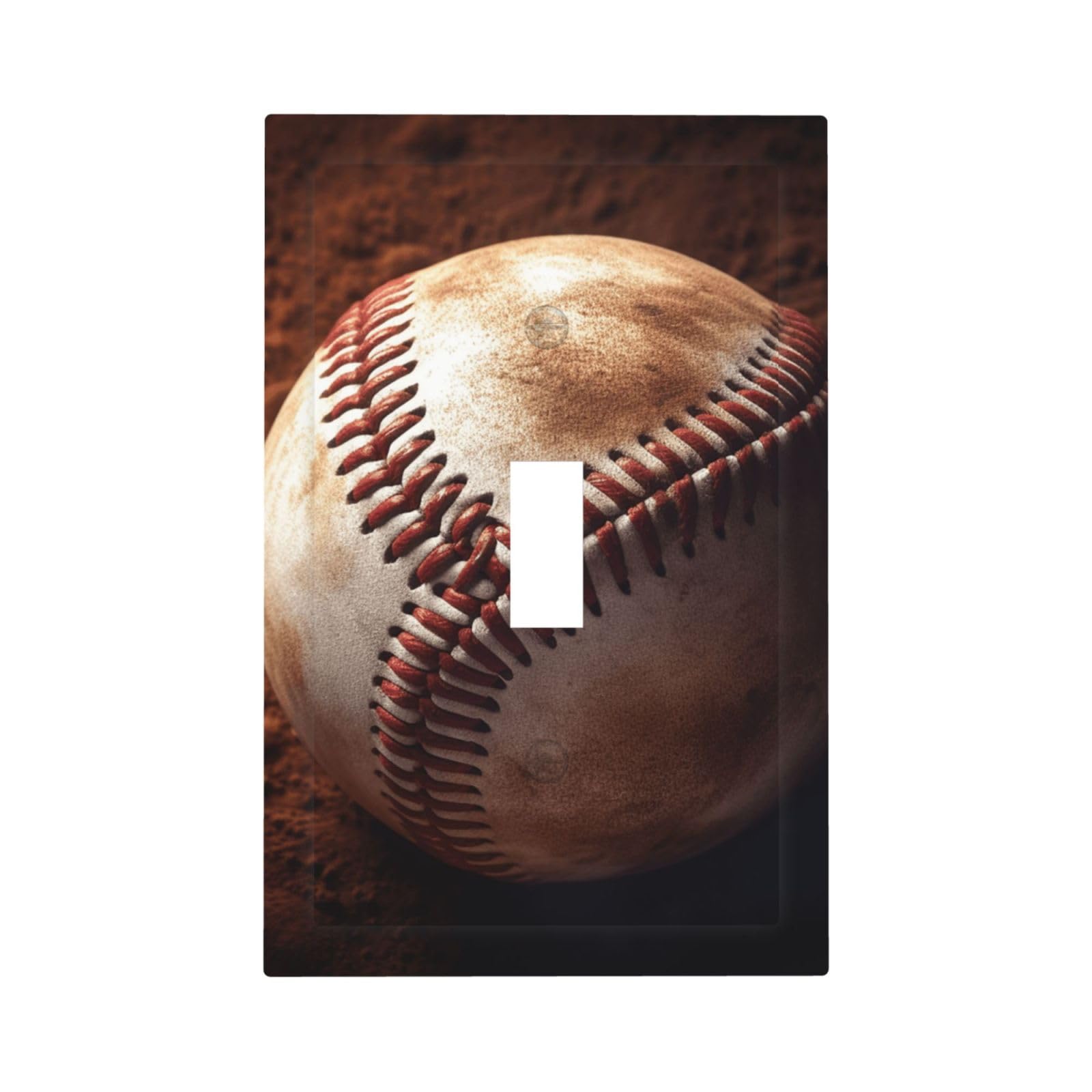 1-Gang Decorator Wall Plate Baseball Light Switch Cover Single Gang Receptacle Outlet Wall Plate Mid Size 5" x 3" Wallplate Unbreakable Polycarbonate Outlet Faceplates Covers