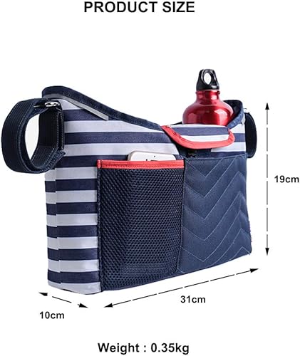 Miniatura 3 de Organizador de cochecito de bebé 2 en 1, bolsa de almacenamiento de silla de paseo para niños, bolsa de almacenamiento multifunción para niños,
