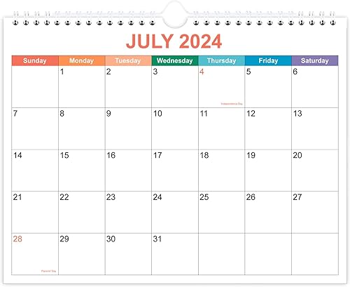 Calendario de pared 2023-2024 - 2023-2024 de julio de 2023 a diciembre de 2024, calendario de 18 meses con fechas julianas, papel premium,